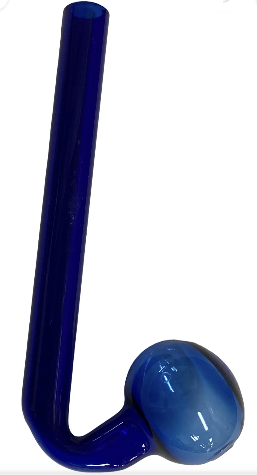 NAVY BLUE BEND GLASS PIPE