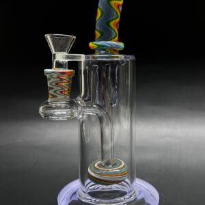 Thick Round Base Colored Bent Neck Overflow Glass Hookah Water Bong