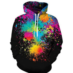 Fashion Rainbow Men Hooded Sweatshirt Casual Paint Splatter Tie dye 3D