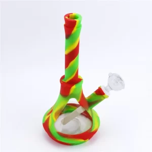 10″ Silicone Glass Chamber Beaker Bong   0101