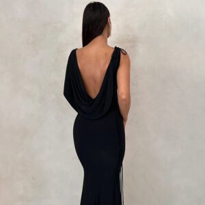 10652 Deep V Lady Evening Elegant Backless One Shoulder Long Sleeve Tube Women