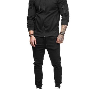 Sweatsuit Plain Slim Fit sweatpants and hoodie set men sportswear tracksuit