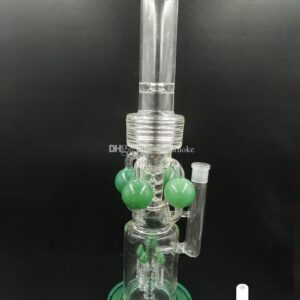 Straight 20 Inches Exquisite big Glass Bongs With 4 balls Three Layer Bubbler Ash Catcher Straight Arm Water Pipe   0141