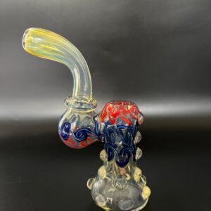 Blue & Red Mixed Floral Style Bubbler | Bong