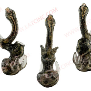 BB4 – 7” BUBBLER WITH 2 GLASS HORNS IN MIDDLE FRONT AND 3 GLASS HORNS ON BOTTOM BACK