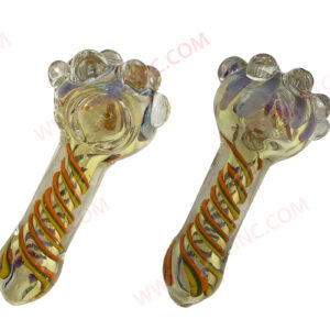 HP264 – 6” HAND PIPE WITH MARBLES ON HEAD AND DIAGONAL COLOR LINES INSIDE