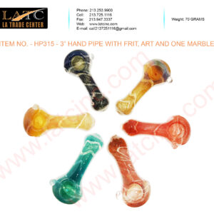 HP315 – 3” HAND PIPE WITH FRIT, ART AND ONE MARBLE