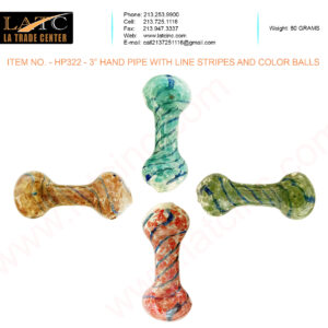 HP322 – 3” HAND PIPE WITH LINE STRIPES AND COLOR BALLS