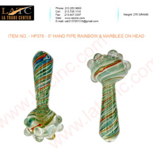 HP376 – 5” HAND PIPE RAINBOW & MARBLES ON HEAD