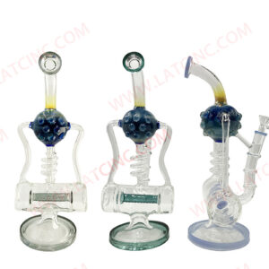 WP1009 – BEND TUBE WATER PIPE WITH BIG GLASS BALL AND TWISTED DESIGN