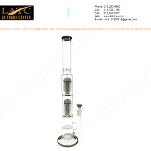 WP875 – 18.5” STR WATER PIPE WITH TWO SHOWER HEAD AND HONEYCOMB WITH ICE CATCHER AND COLOR TUBE ON TOP AND BOTTOM