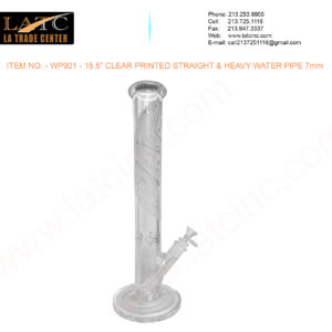 WP901 – 15.5” CLEAR PRINTED STRAIGHT & HEAVY WATER PIPE 7mm