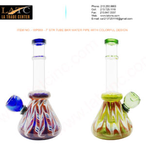 WP999 – 7” STR TUBE BKR WATER PIPE WITH COLORFUL DESIGN