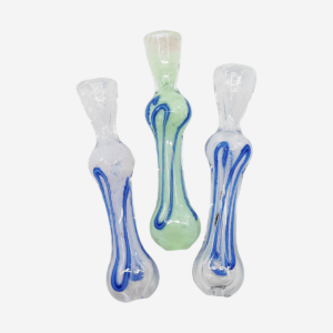 Fritted Chillum White With Blue Twirl Glass One Hitter